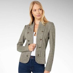 Tommy Hilfiger Marled Military Band Jacket Open Front Long Sleeves